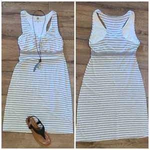 Gently Loved- DAKINI- Grey and white cotton knit striped razorback sundress- S/p